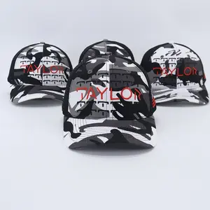 Dice Taylor Trucker Hat in Black and White Army Fatigue Design