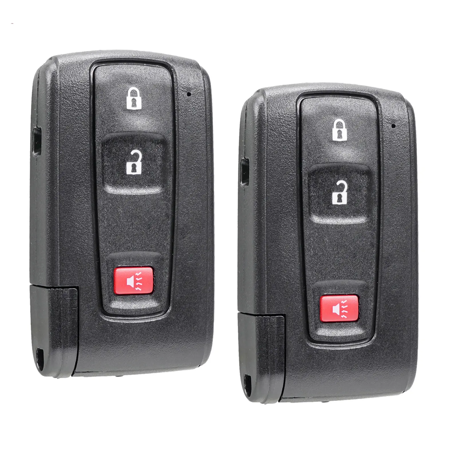 2-Pack MOZB21TG Plain Metal 3-Button Car Key Fob Cover Shell Case with Cut Blade, DIY Replacement Remote for 2004-2009 Toyota Prius