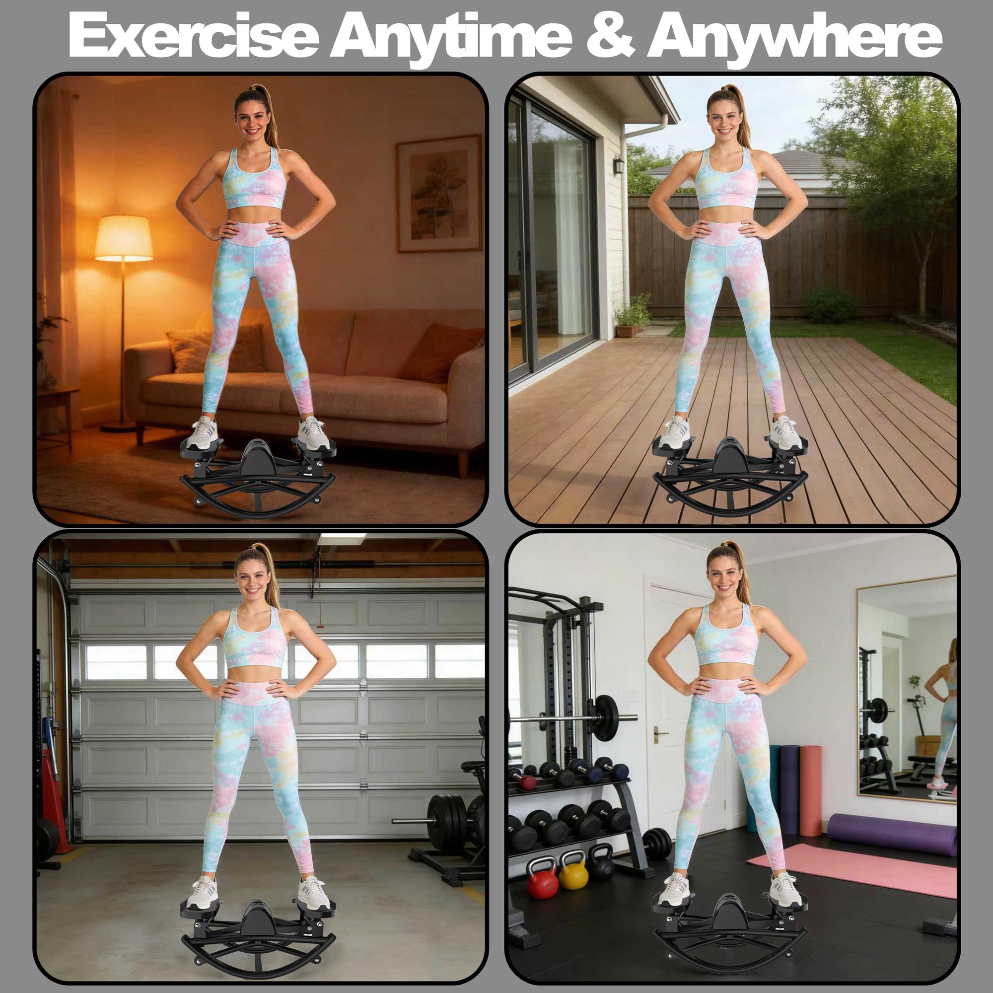 Lateral Stepper for Exercise-Rocking Stepper Machine with Resistance Bands & Anti-Slip Mat and LCD Monitor, Professional Stair Stepper for Home Workout