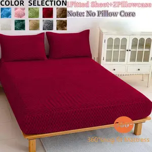 Plush Skin-Friendly Bed Skirt Set, Multiple Colors and Sizes, Full/king/queen Size, Deep Pockets, Includes 1 Bed Skirt and 2 Pillowcases