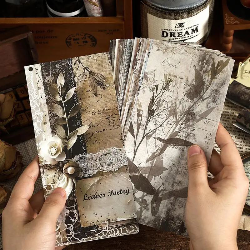 Vintage Flower Pattern Material Paper, 20 Sheets/bag Scrapbooking & Journal Making Paper, DIY Decorative Paper, Gift Wrapping Paper