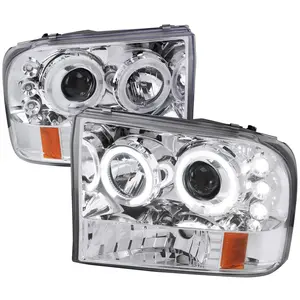 1999-2004 Excursion F-250 F-350 F-450 F-550 Dual Halo Projector Headlights (Chrome Housing/Clear Lens)