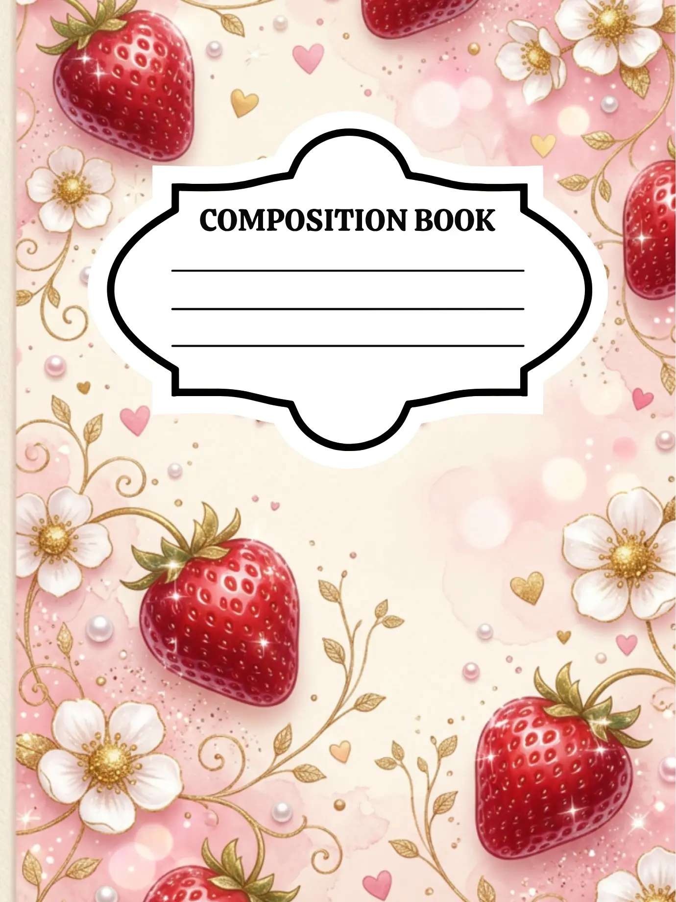 Berry Blossom Handmade Composition Notebook, Office Stationery for Personal Writing Journal