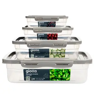 GIOTTO FreshStack 4-Piece Rectangular Food Storage Container Set with Lids 9oz, 15.5oz, 37oz, 76oz - BPA Free - Dishwasher, Microwave and Freezer Safe Stackable
