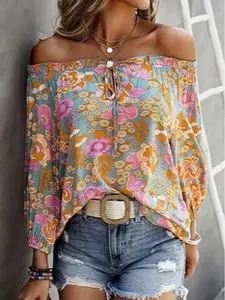 Woman's Off Shoulder Floral Blouse