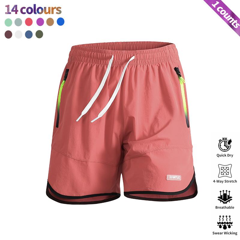 1-pack men’s quick-dry running shorts, four-way stretch moisture-wicking breathable fitness training shorts with zippered pockets and an elastic drawstring waistband, suitable for basketball, beach, and everyday wear