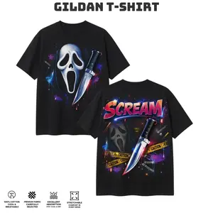Oversized Michael Myers Tee – Vintage Y2K Horror Movie Graphic, Men’s Heavyweight Streetwear Gift, Halloween Michael Myers horror movie oversized graphic tee men,Ghostface - Scream Horror Movie Graphic Tee