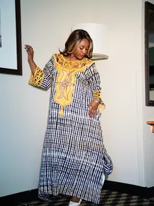 Amber Royal BubuA Glow in Every Thread Oversized A-Line Kaftan with U-Neckline & Kimono Sleeves Full Maxi Length Authentic African Wax Print