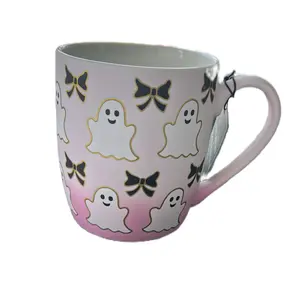Pink hombre, ghost Halloween mug