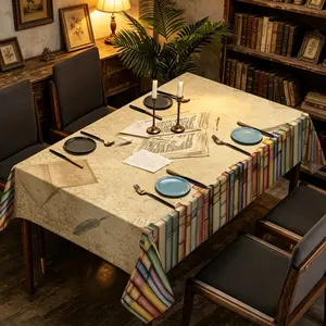 1pc retro artistic style printed square tablecloth, washable square table cover suitable for kitchen banquets, picnics, birthdays, parties, home decoration