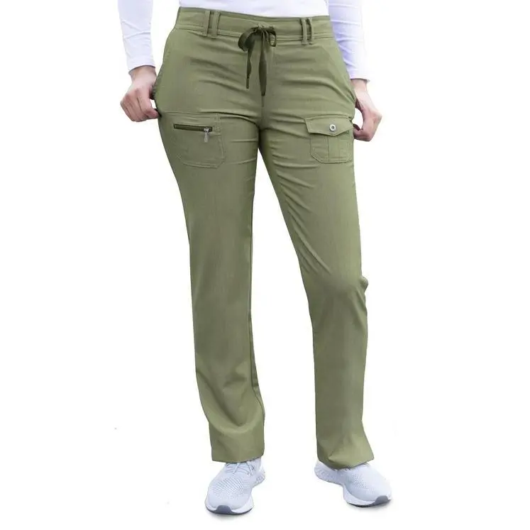 Pro Heather Slim Fit 6 Pocket Scrubs Pant by Adar XXS-3XL (Regular) / HEATHER OLIVE
