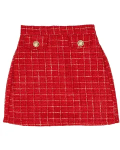 Leah Red Tweed Skirt
