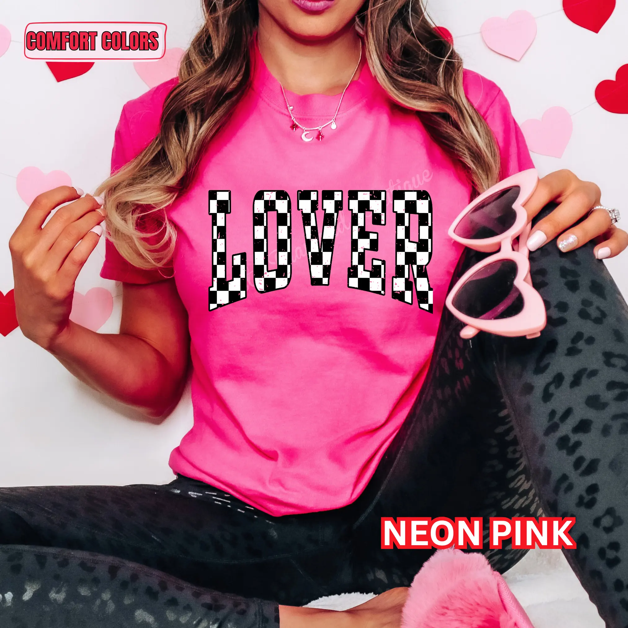 Checkered LOVER Comfort Color T-shirt