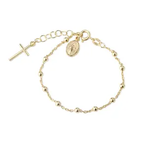 Girls Cross & Miraculous Medal Rosary Bracelet in 14k Gold-Plated Sterling Silver