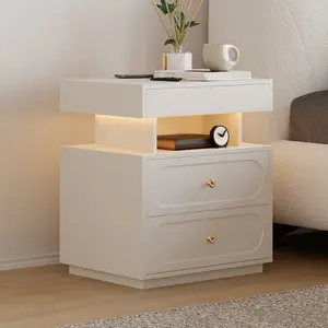 Homary Krila Floating 3-Drawer LED Smart Nightstand with Light
