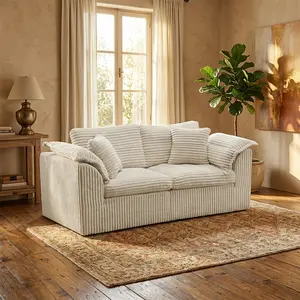 Modern casual double cloud corduroy 72 "large-sized modular living room and bedroom sofa, made of high-quality fabric that is comfortable and soft; vacuum compressed and packaged for safe transportation