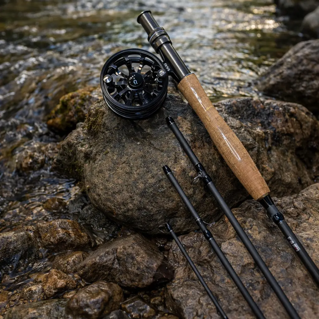 Professional Fly Fishing Rod with Cork Handle, 9ft/7ft Multi-Piece Easy-to-Travel Design, Responsive Blank, Balanced Action, Secure Grip, Smooth Casting, Accuracy & Clean Line Control for River Fishing, Performance-Driven Setup