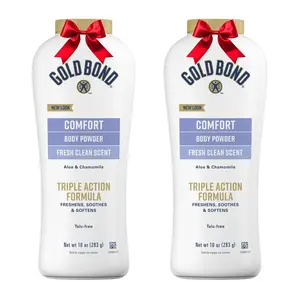 (A)Gold Bond Comfort Body Powder – Talc-Free, Fresh Clean Scent with Aloe & Chamomile, 10 oz, Pack of 2