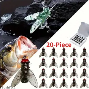 20-Piece Realistic Fly Fishing Lure Set - Trout-Specific Swimming Baits, Dry Flies, Bass Lures, Versatile Spinning Baits for Freshwater, Saltwater outdoorfun