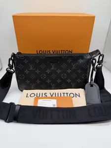 Pre-owned Louis Vuitton Coated Canvas Crossbody Bags Monogram Eclipse Pochette Accessorie XL
