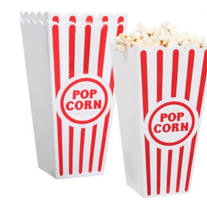 Popcorn Buckets 4 Pack - Red & White Design, Ideal for Snacking, Crispy Texture, Perfect for Popcorn