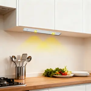 24inch Motion Sensor Dimmable Under Cabinet Lighting Plug in, 7W 120V 3 Color 3000K/4000K/5000K, 3 Brightness, Super Bright, Ultra Thin Under Counter Lights for Kitchen, Linkable LED Cabinet Light,WhiteSuper Bright Rechargeable LED Bulbs