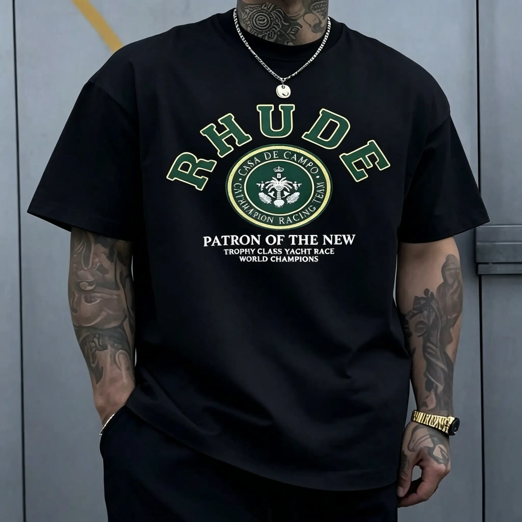 Rhude Casa De Campo Yacht Race Logo Graphic Tee - Luxury Streetwear Sports Top for Casual Wear Versatile T-shirt, hot item, great for gifts, premium cotton
