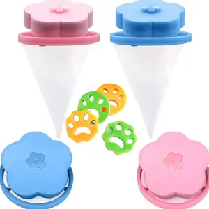 [8 PCS Value Pack] A Unique Deal for Removing Lint, Hair, Dander during Laundry in Washer/Dryer 4 Silicone Pet Hair Remover for Laundry 4 Floating Washing Machine Lint Traps Cleaning Accessories Hair Catcher Mesh Flower Filter & Paws