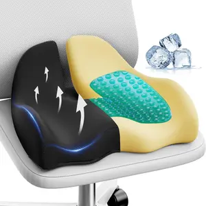 Gel Seat Cushion for Office Chair Ergonomic-Gel & Coccyx Butt Pillow for Sciatica & Back Pain Relief for Long Sitting for Gaming Chair and Car Seat-Black