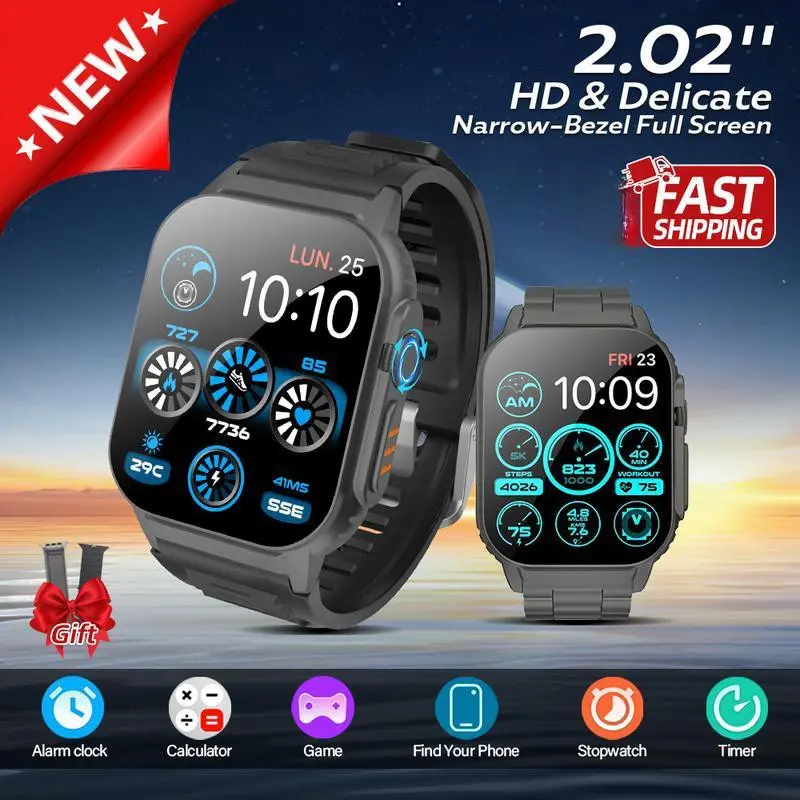 2026 New Arrival Touchscreen Smartwatch with Bluetooth Calling  2.02 HD Display, Outdoor Fitness & Health Tracking, Multi-Sport Smartwatch Gift Smartwatches Cheap smart watch techgadgets smartwatch 2026 usashopping