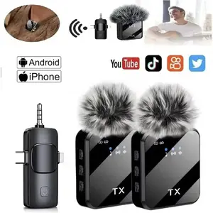3in1 Wireless Lavalier Microphone for Camera,Android,iPhone,Microphone for Video Recording Recording Podcast Noise Reduction Mic