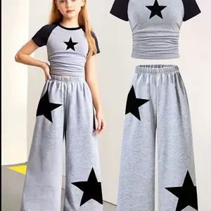 Girls' Trendy 2-Piece Sleeveless Casual Wear Set - Polyester Fabric Clothes (Top & Bottoms)