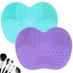 2-Pack Silicone Makeup Brush Cleaning Mats – Portable Cosmetic Brush Cleaner Pads with Suction Cup for Easy Washing and Deep Cleaning
