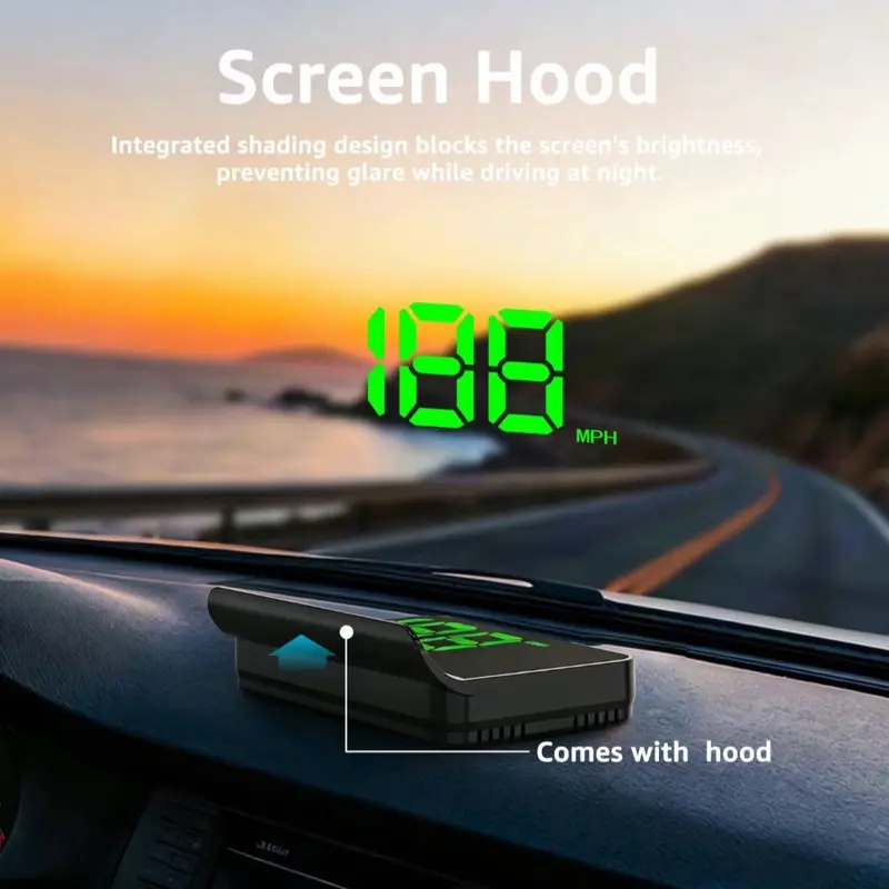 Green LED Digital Speedometer HUD Display, Universal Fit for Car Owners, 1-Size-Fits-All Compatibility, No Battery Required, Easy Installation for Cars, One-Size-Fits-All