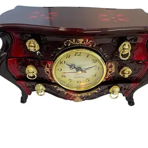 Burgundy Jewelry Box with Clock for Women - Perfect for Special Occasions
