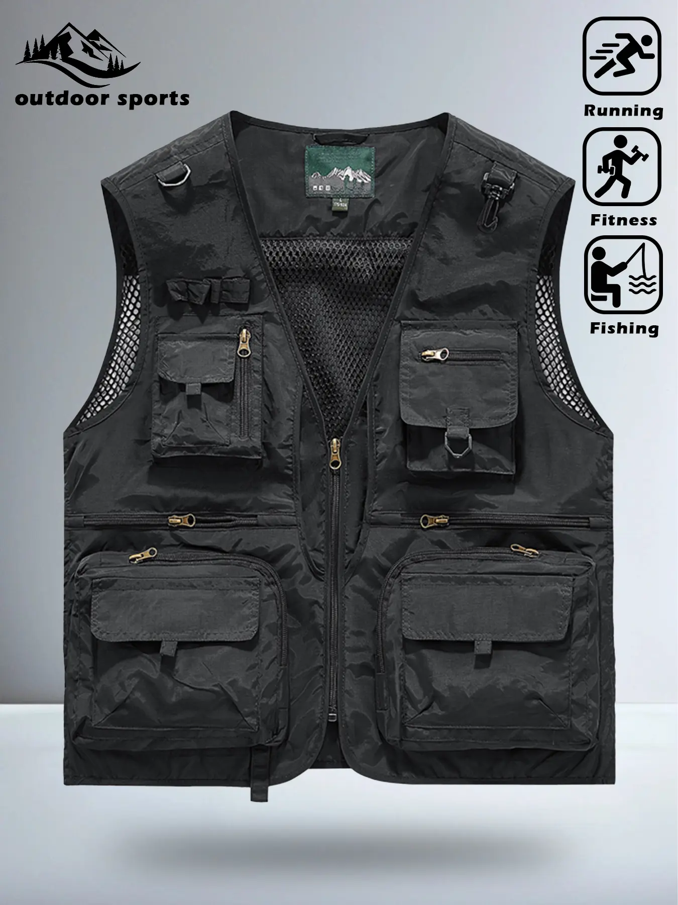 Men’s lightweight vest for outdoor casual wear—breathable for summer outdoor travel, hiking, fishing, golf, and photography; multi-pocket sleeveless vest available in multiple colors and sizes.