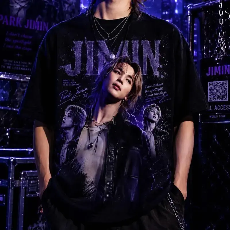 Jimin Korean Music Inspired Aesthetic Graphic T Shirt, Vintage Streetwear Tee, Retro Unisex Casual Shirt