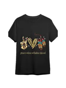 Men's Native American Pride T-Shirt - 100% Cotton & Dreamcatcher Tribal Design with Peace Love Native Blood Slogan, Casual Short Sleeve Round Neck Tee for Cultural Events, powwows & Casual Attire (S-3XL)