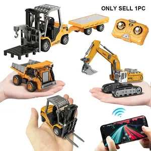 1/64 Mini Forklift Toy, Remote Control Excavator Dump Truck Toy Set with Lights and Sounds for Adults Kids Boys and Girls, APP Connection Construction Vehicles, Rc Construction Vehicle, Birthday Gifts, Christmas Present, Valentine's Day Gifts