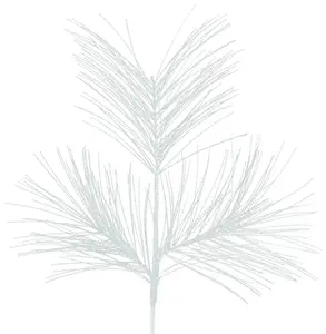 28"L Glittered Long Needle Pine Spray White/Silver