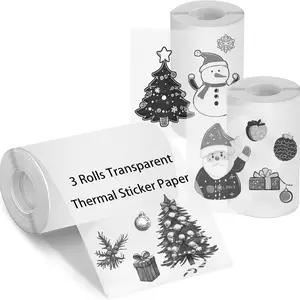 3/6Rolls Transparent Self-Adhesive Thermal Paper Rolls, Thermal Printing Labels, 57mm X 25mm, Compatible with Most Printers, Mini Printer Photo Stickers