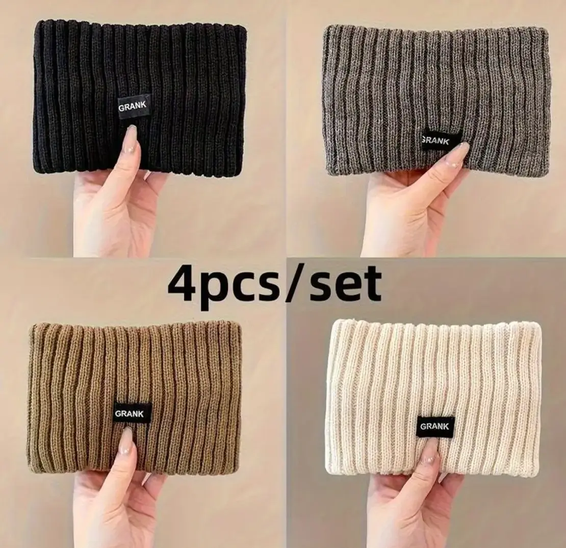 GRANK 4pcs Women's Soft Stretchy Headbands Winter Ear Warmers with Comfort Fit Solid Color Hair Accessories for Cold Weather Stylish Cozy Hairbands for Everyday & Formal，Christmas gifts, girls' giftsm,backtoschool