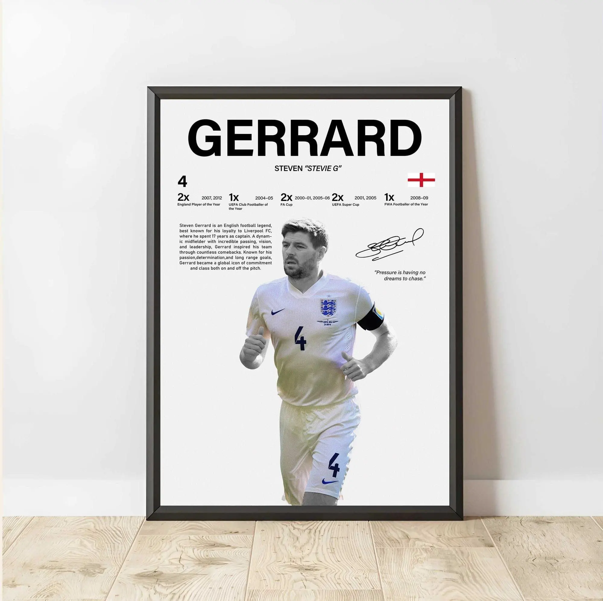 Steven Gerrard Poster Football Wall Art Soccer Print Sports Room Decor Fan Gift ( Unframed - Print Only )