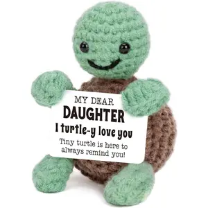 Mini Funny Turtle Mothers Day Daughter Gifts from Mom Dad, Birthday Gifts for Adults Daughter in Law Bonus Step Teen Girls, I Love You Small Cute Stuff Things, Handmade Emotional Crochet Turtle