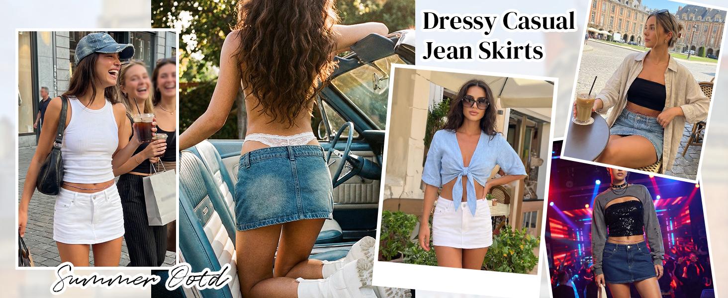 EMMIOL Vintage Blue Fit Denim Mini Jean Skirt for Women - Casual Style Regular Fit Above Knee Cotton Material Multi Belt Loops No Sheer Material Chic Womenswear Machine Washable - Bottom EMMIOL Vintage Blue Fit Denim Mini Jean Skirt for Women - Casual Style Regular Fit Above Knee Cotton Material Multi Belt Loops No Sheer Material Chic Womenswear Machine Washable - Bottom