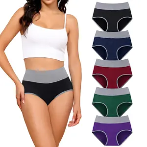 LEVAO 5 Pack Women's High Waist Cotton Briefs, Soft Stretch Full Coverage Underwear, Breathable Comfy Panties S-XXL Comfort Fabric
