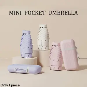 A stylish and compact hand flat 60% off 6-bone mini dual-purpose folding portable pocket simple card umbrella Lightweight Foldable Umbrella