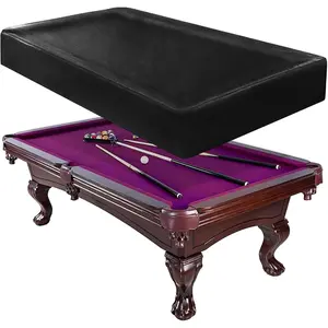 Waterproof Heavy Duty Leatherette Outdoor Pool Table Cover for 8 Feet Billiard Tables, Black
