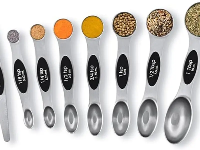 Set of 8 Magnetic Measuring Spoons Reversible Stainless Steel Measuring Spoons Stackable Nesting Spoons Teaspoons for Spice Jars for Dry or Liquid Ingredients