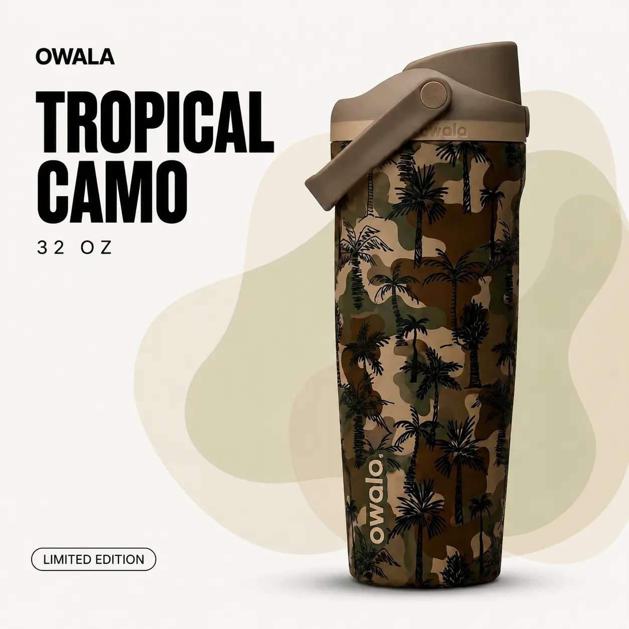 [Limited] Owala Tropical Camo 30oz Freesip Sway Tumbler with 24-hour insulation and lockable lid, Durable Stainless Steel Reusable Water Cup with Straw for Adventure and Everyday Hydration Drinkware Flasks